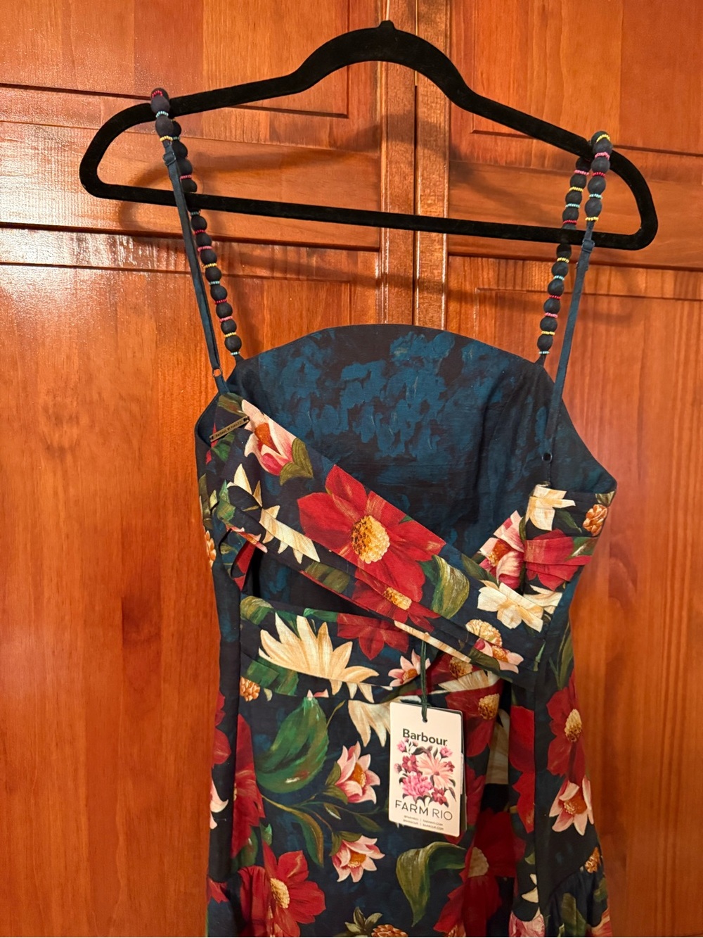 BARBOUR X FARM RIO Wild Flower Dress
Navy Floral Spaghetti-Strap Midi Dress - Picture 8 of 11